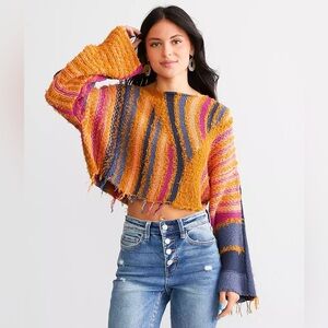 Free People Baja - Tropical Nights - Cropped Sweater, Size Large - Worn once